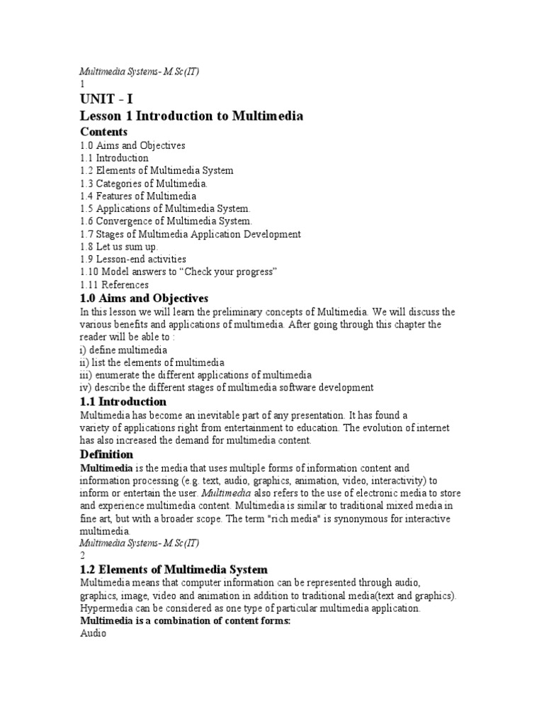 Multimedia Systems Lecture Notes III | PDF | Multimedia | Typefaces