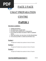 Download Face2Face 2010 UMAT Paper 1 by naturaloge SN174722304 doc pdf