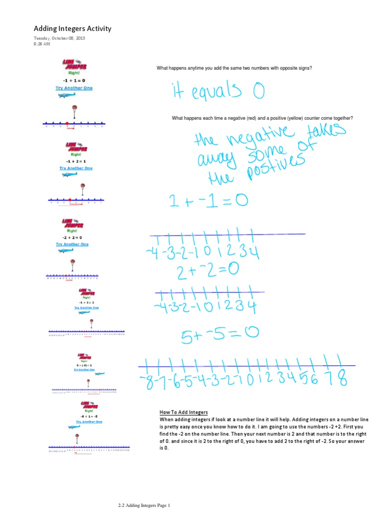 Adding Integers: Opposite Signs Explained | PDF