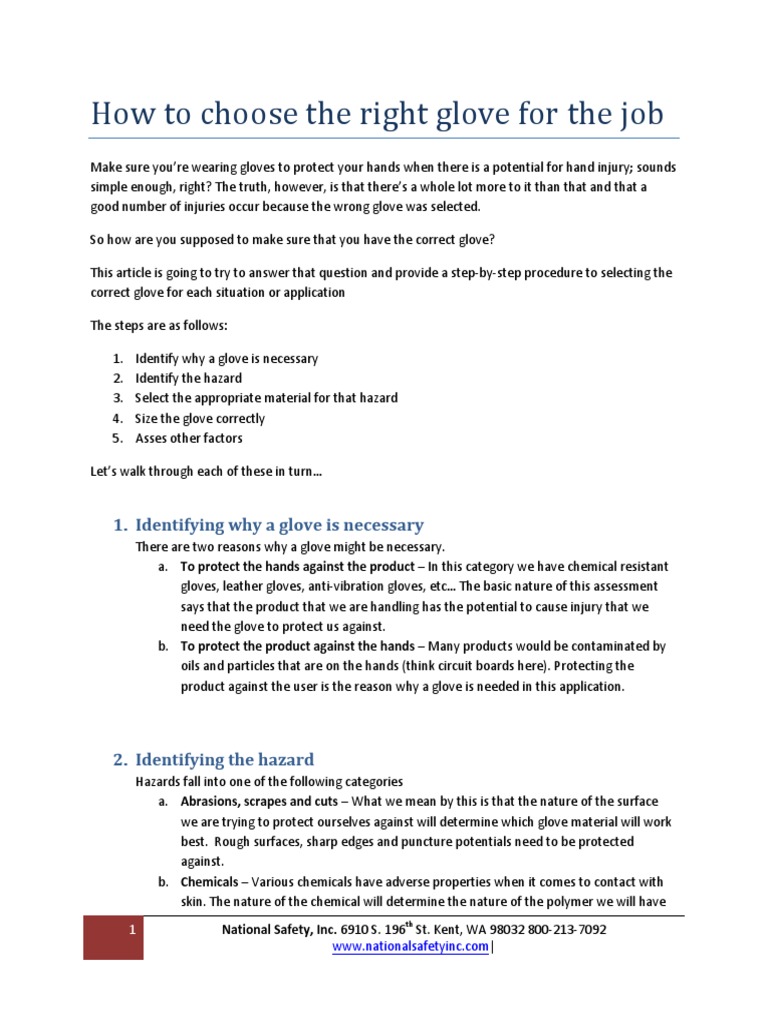 How to choose the right glove for the job.pdf Glove Leather Free
