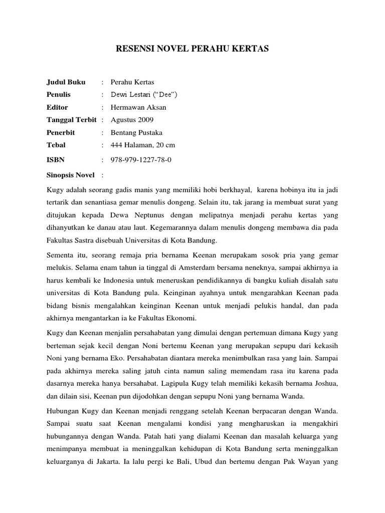 Resensi Novel Perahu Kertas