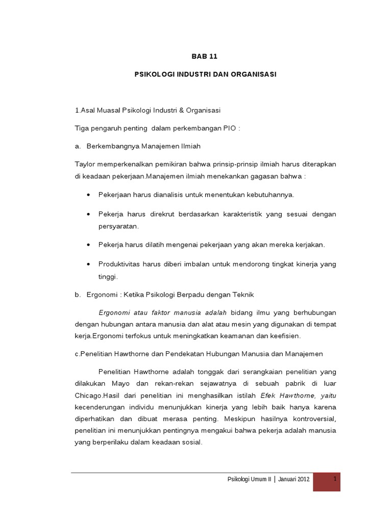 Psikologi Industri Dan Organisasi