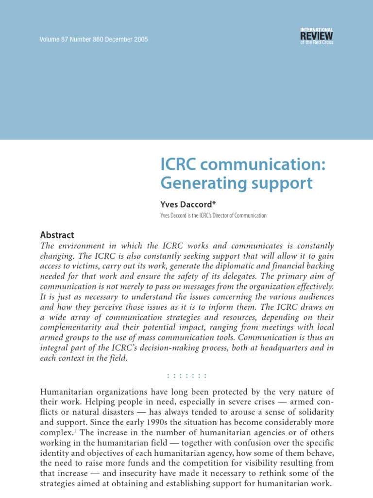 ICRC Communication Strategies for Support | PDF | International Red ...