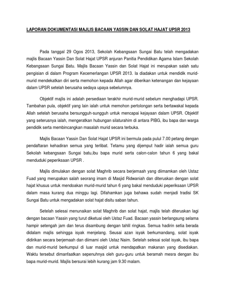 laporan solat hajat upsr