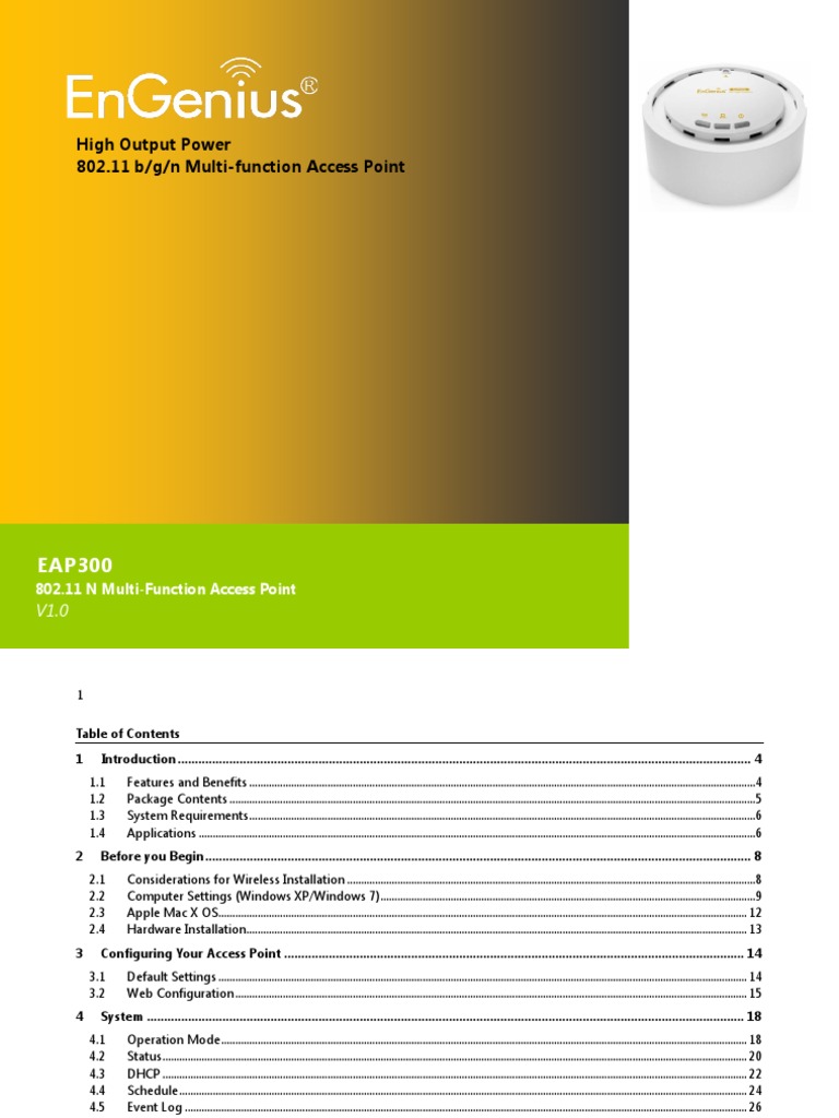 EAP300 UserManual v1.0 | PDF | Wireless Lan | Wireless Access Point