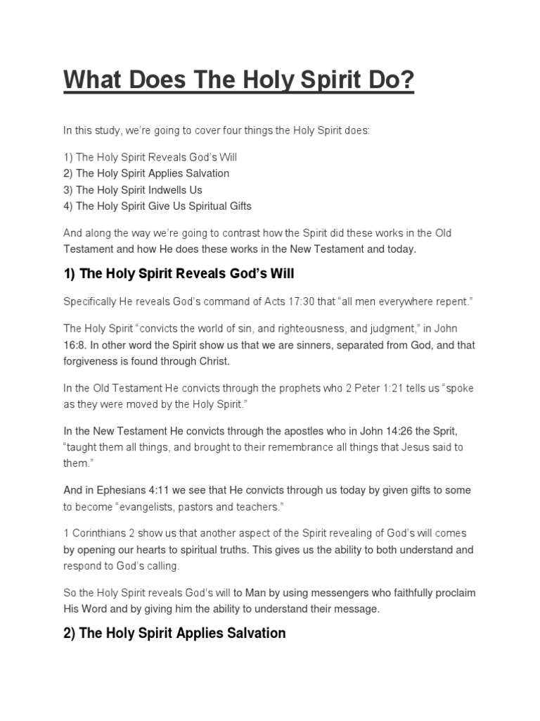 Role of the Holy Spirit Explained | PDF | Spiritual Gift | Holy Spirit