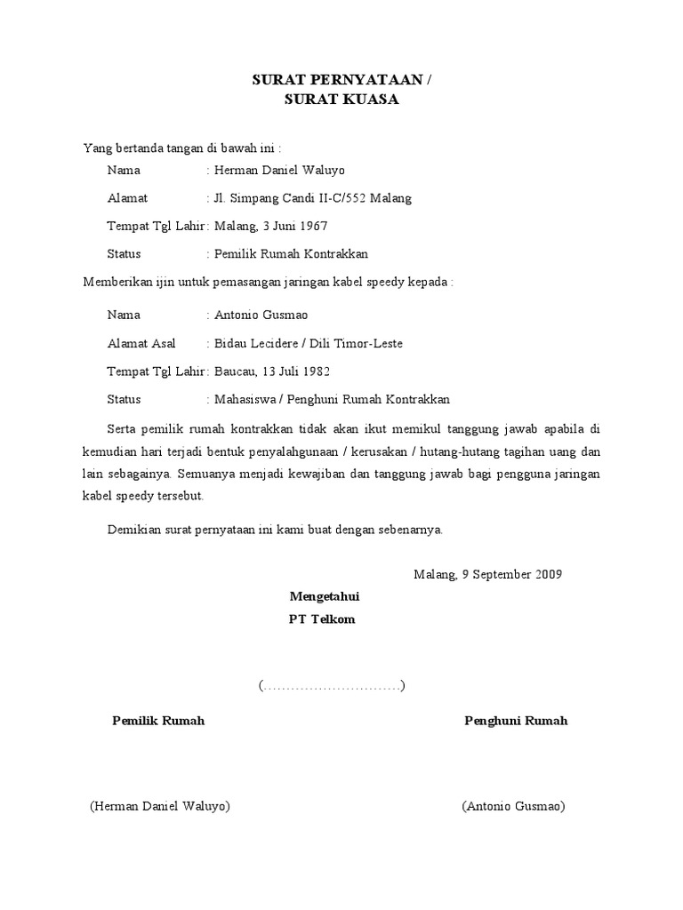 Contoh Surat Permohonan Subsidi Listrik Doc