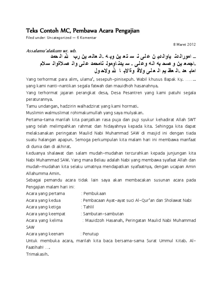 Teks Contoh MC | PDF