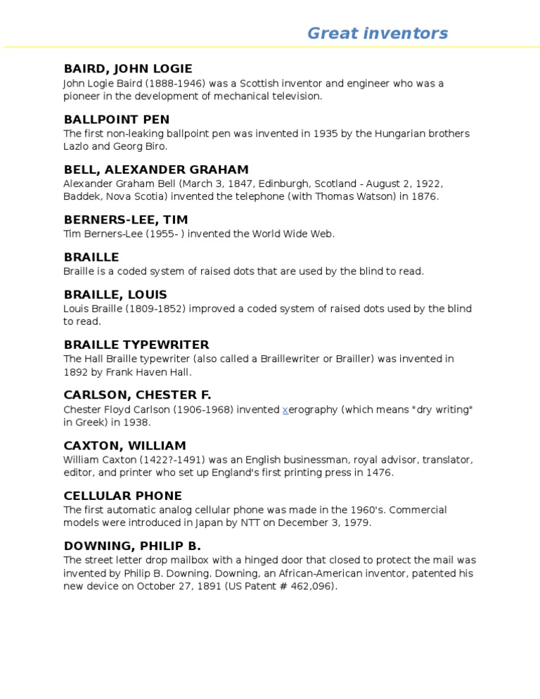 Great Inventors | PDF | History