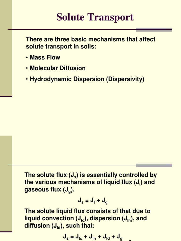 Mechanisms of Solute Transport in Soils | PDF