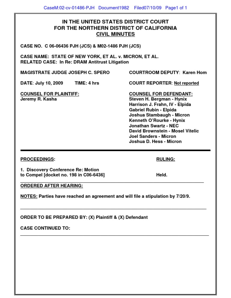 In The United States District Court For The Northern District of ...