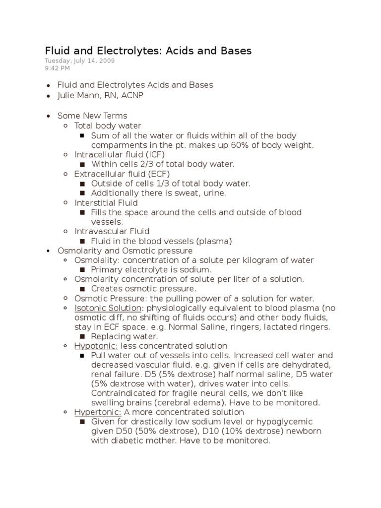 Fluid and Electrolyte Balance Overview | PDF | Dehydration | Kidney