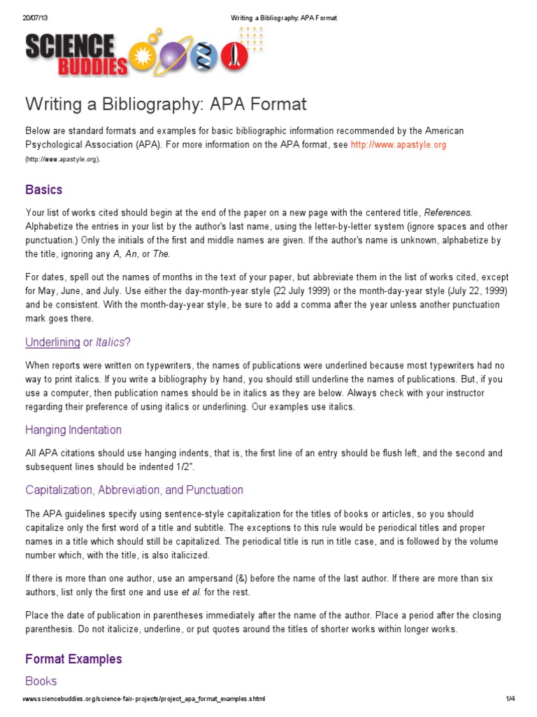 Writing a Bibliography - APA Format | Citation | Apa Style