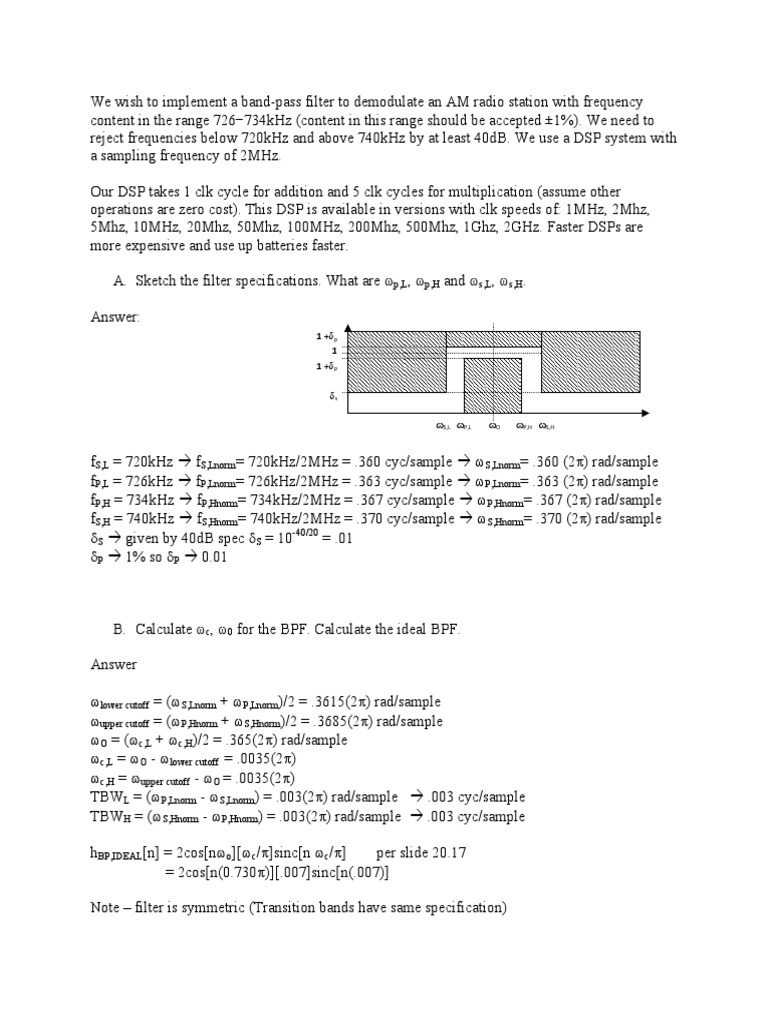 AM Demodulation Filter Design | PDF | Digital Signal Processing ...