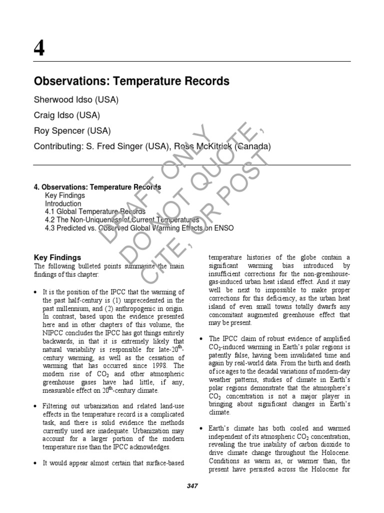 Critique of Global Temperature Records | PDF | Intergovernmental Panel ...