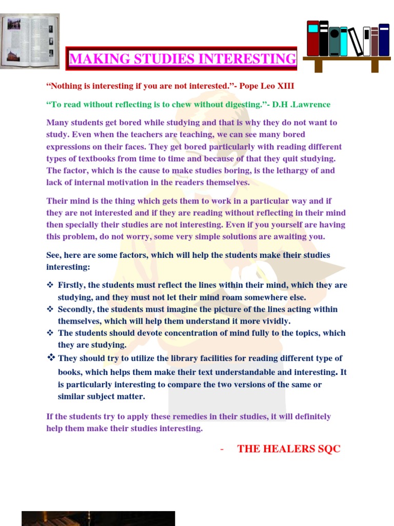 Tips to Make Studying Interesting | PDF | Wellness | Science & Mathematics