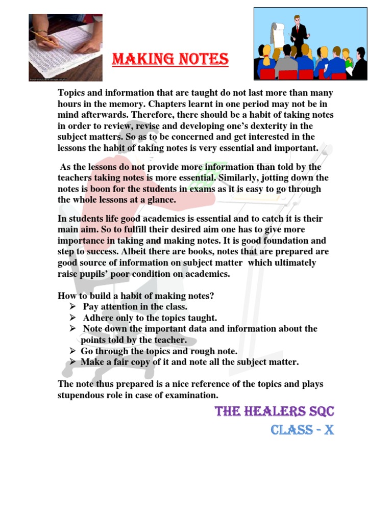 Effective Note-Making for Students | PDF