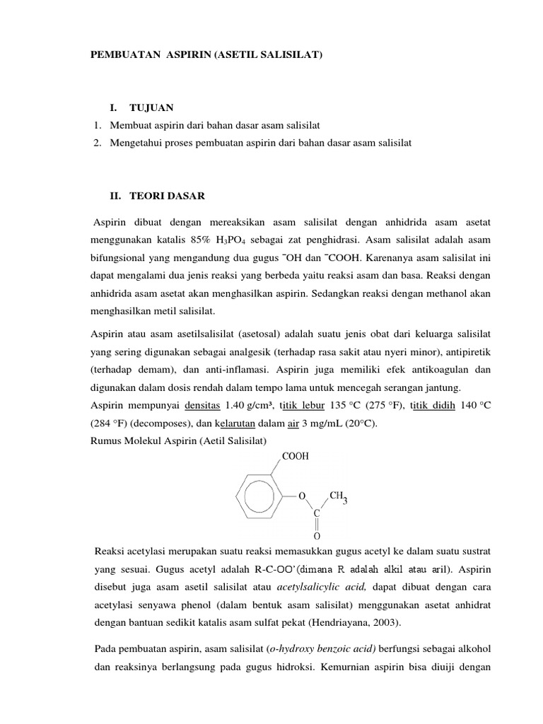 Pembuatan Aspirin Dap PDF
