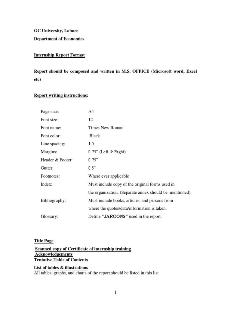 Internship Report Format Gcu Pdf Financial Statement Income Statement
