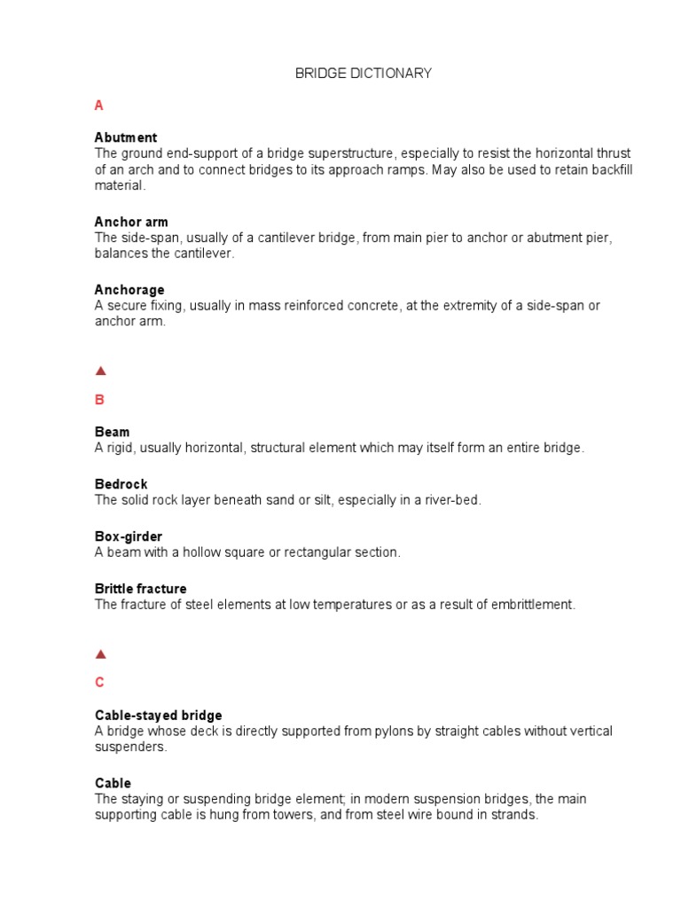 Bridge Dictionary | PDF | Beam (Structure) | Bridge