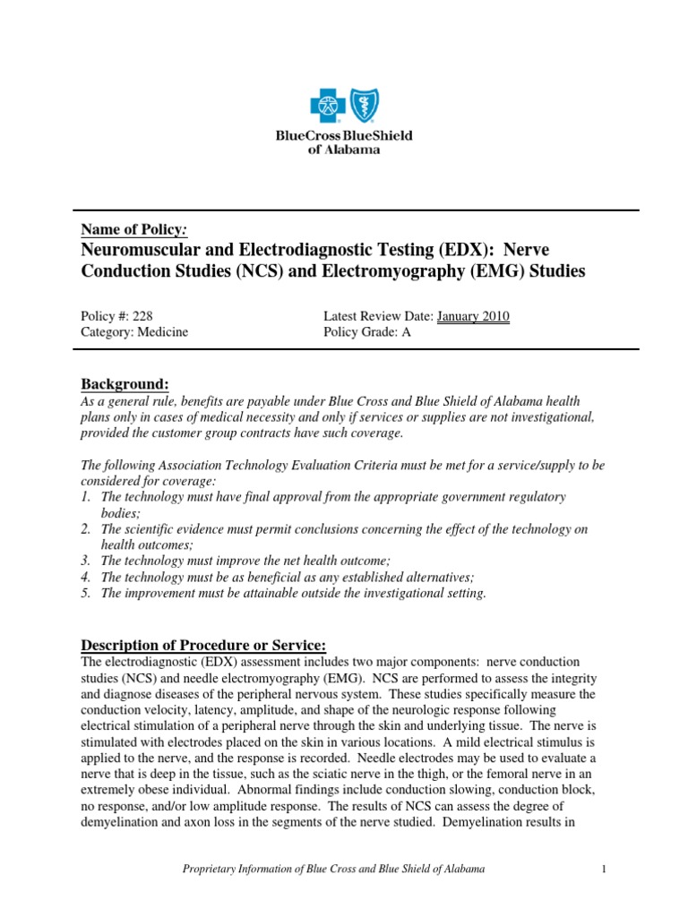 NCS EMG Procedure Desrciption | PDF | Electromyography | Peripheral ...