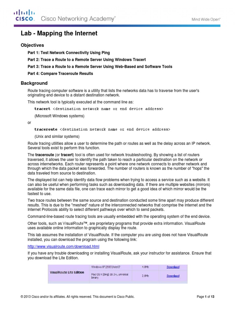 1.3.1.3 Lab - Mapping The Internet | PDF | Internet Protocols | Network ...