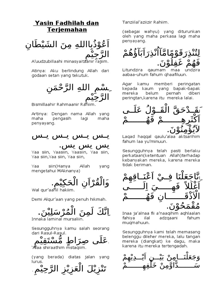 Surat Yasin Terjemahan Dan Artinya Suratmenuhargacom