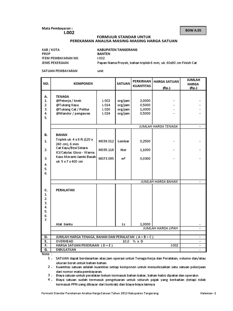  ANALISA HARGA SATUAN 