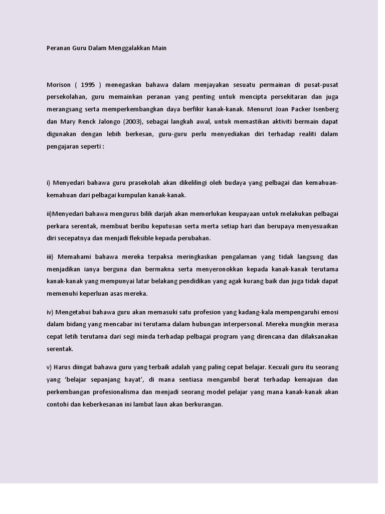 Peranan Guru Dalam Menggalakkan Main Pdf