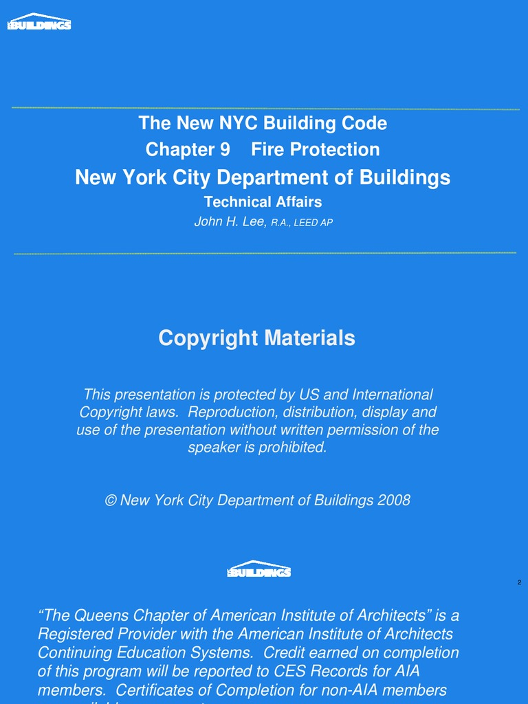 New York City Department of Buildings The New NYC Building Code