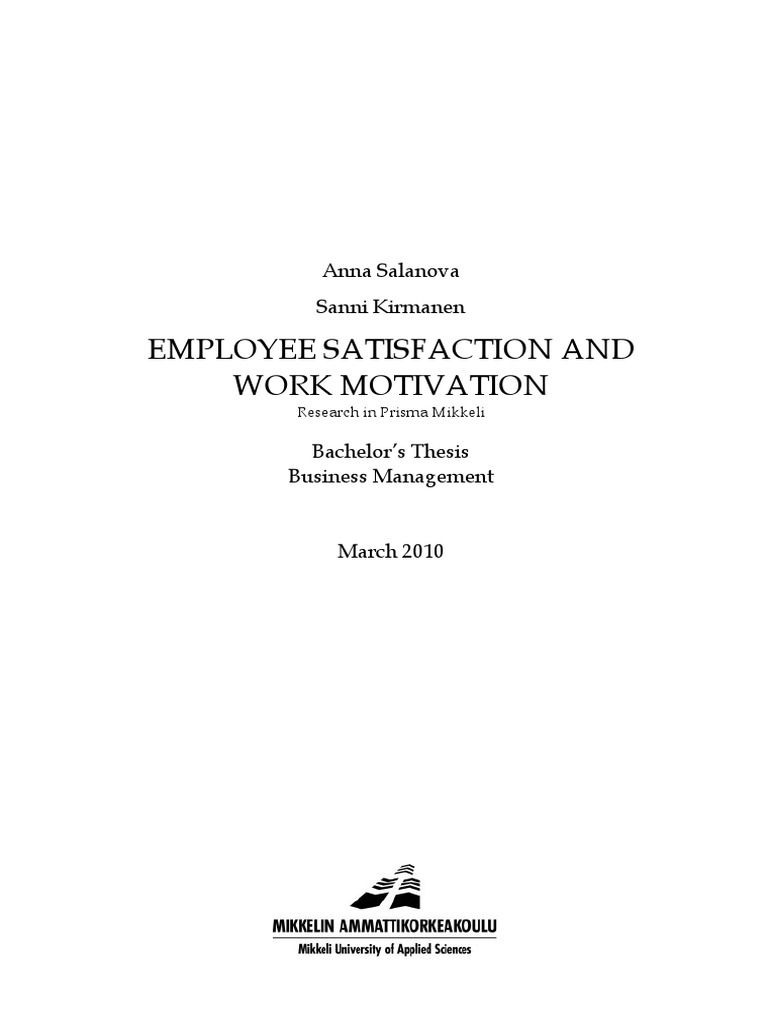 Employee Satisfaction and Work Motivation | PDF | Motivation | Motivational