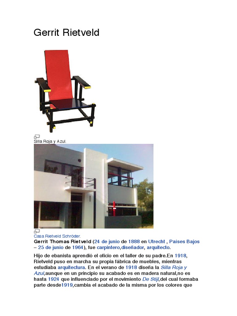 Obras y legado de Gerrit Rietveld | PDF