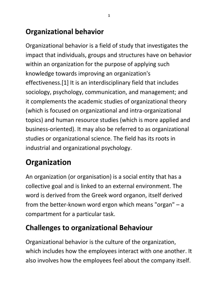 Organization Behaviour Notes | PDF | Socialization | Leadership