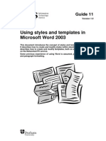 Using Styles and Templates in Microsoft Word 2003: Guide 11