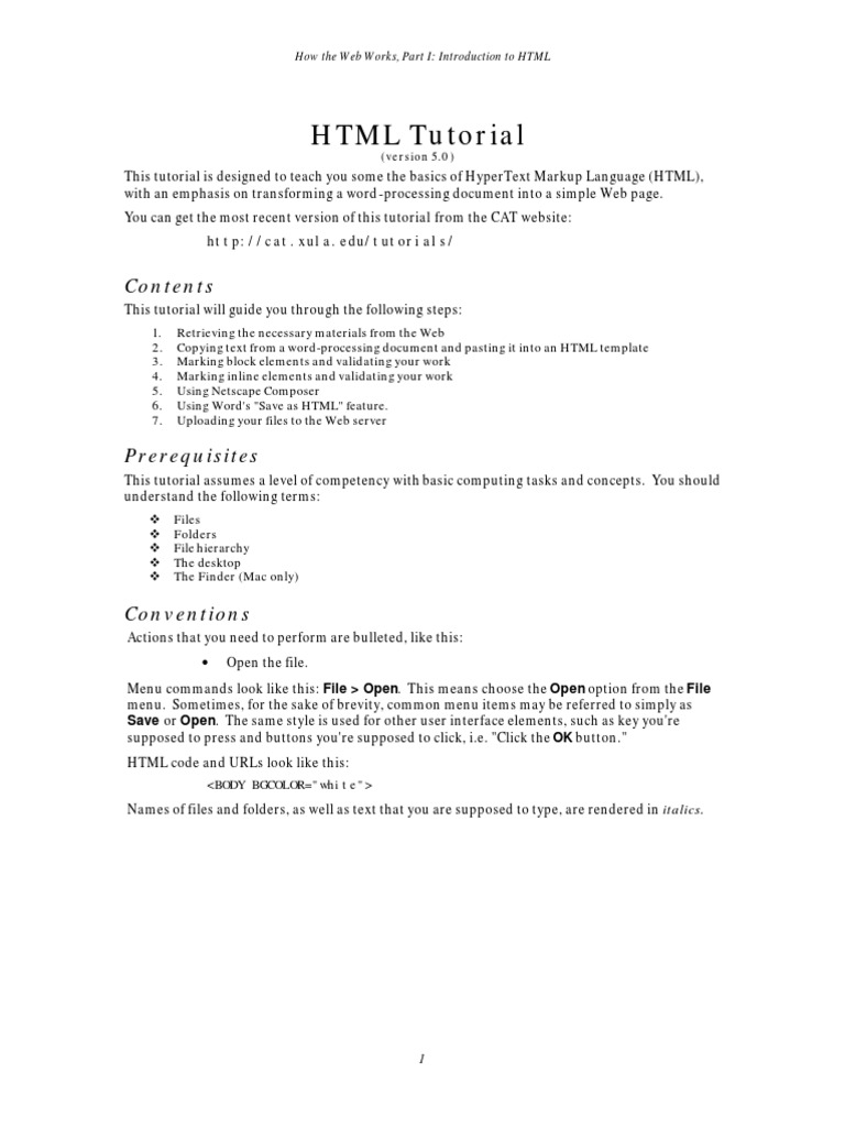 HTML Tutorial: How The Web Works, Part I: Introduction To HTML | PDF