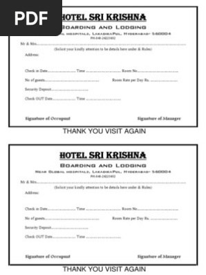 Hotel Receipt 