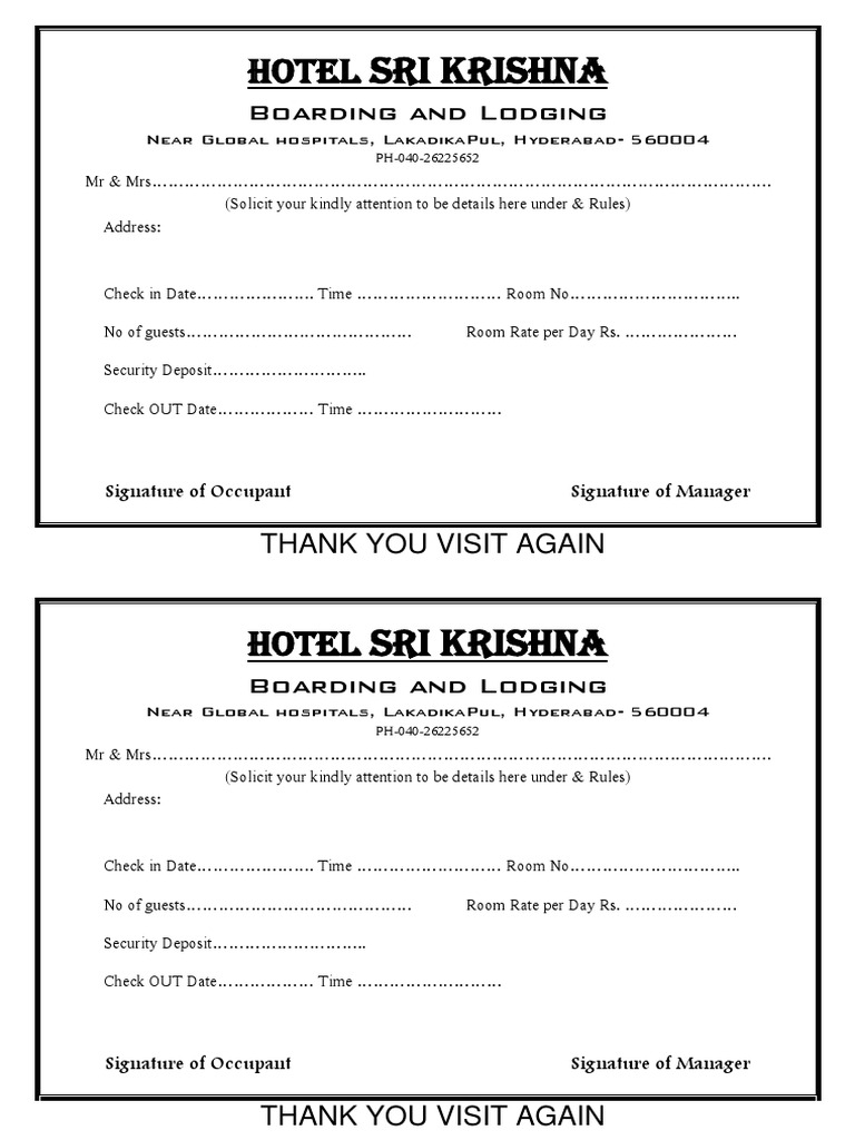 Hotel Receipt | PDF