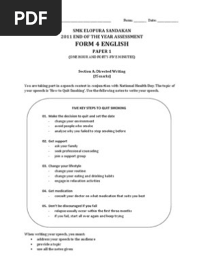 final paper English Form 4
