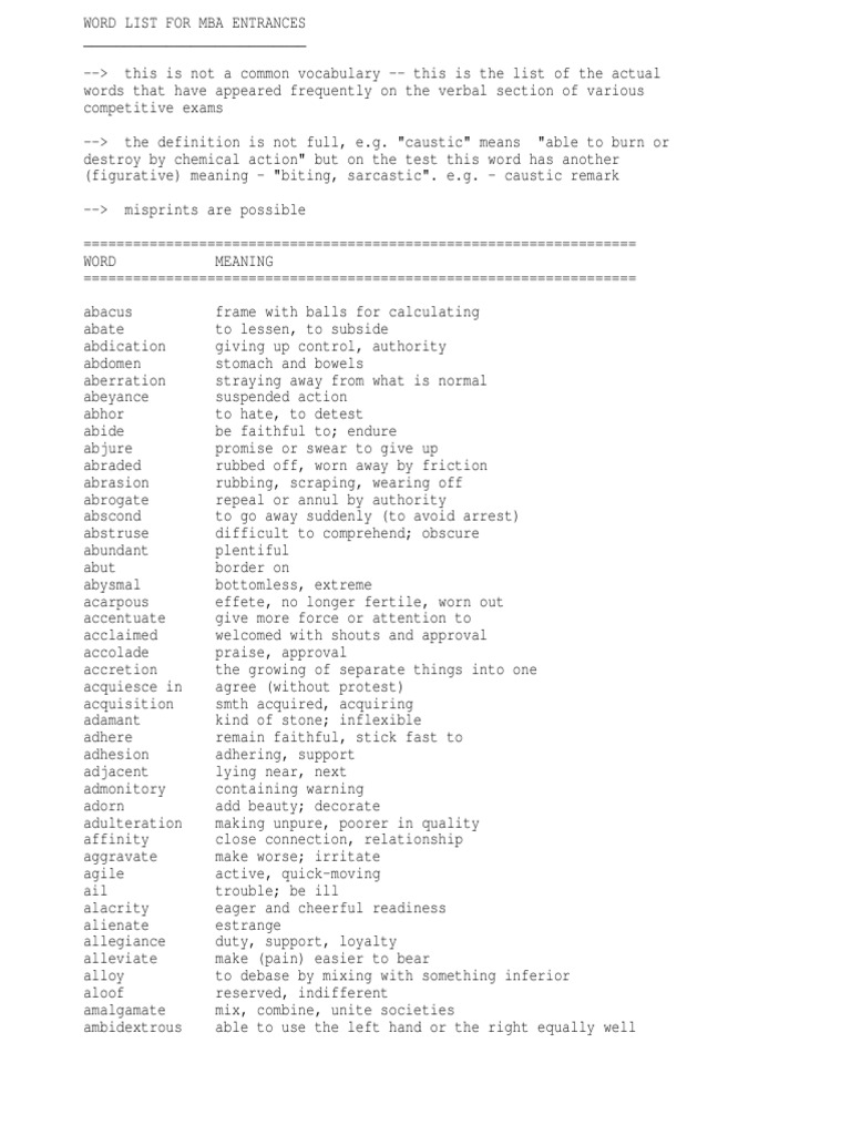 Word List | PDF