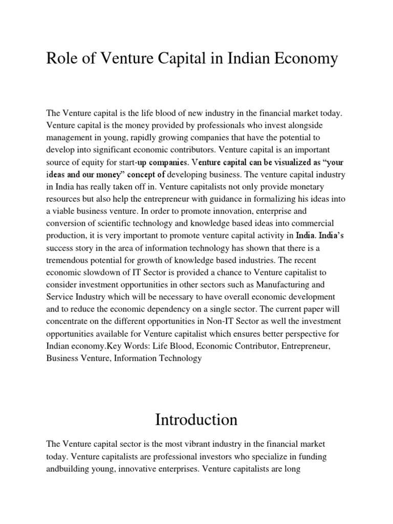 Venture Capital's Impact on India's Economy | PDF | Venture Capital ...