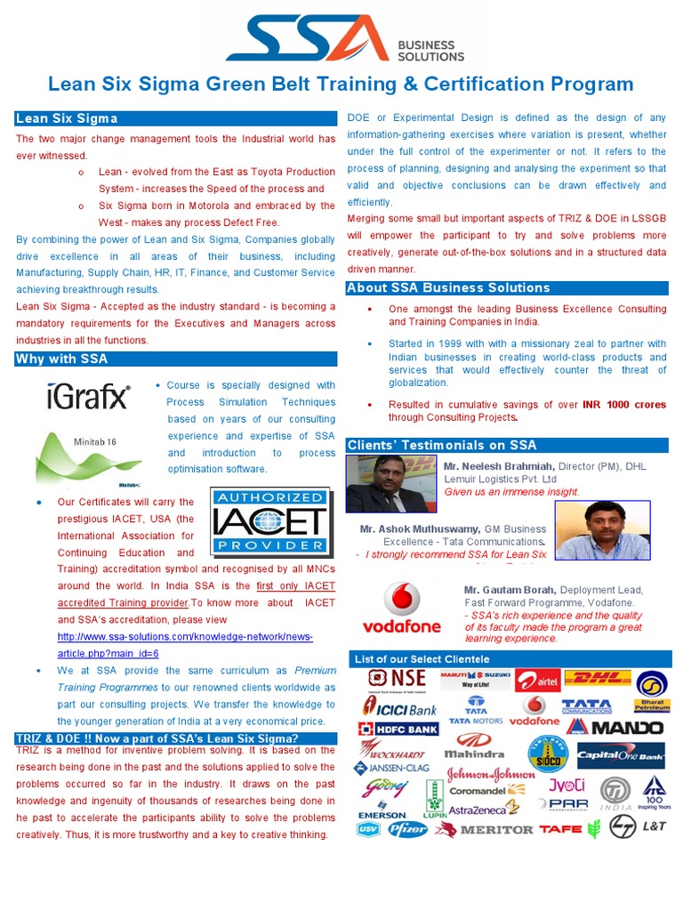 Lean Six Sigma Green Belt Certification | PDF | Six Sigma | Business