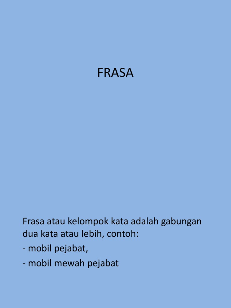 Frasa Berdasarkan Kelas Kata