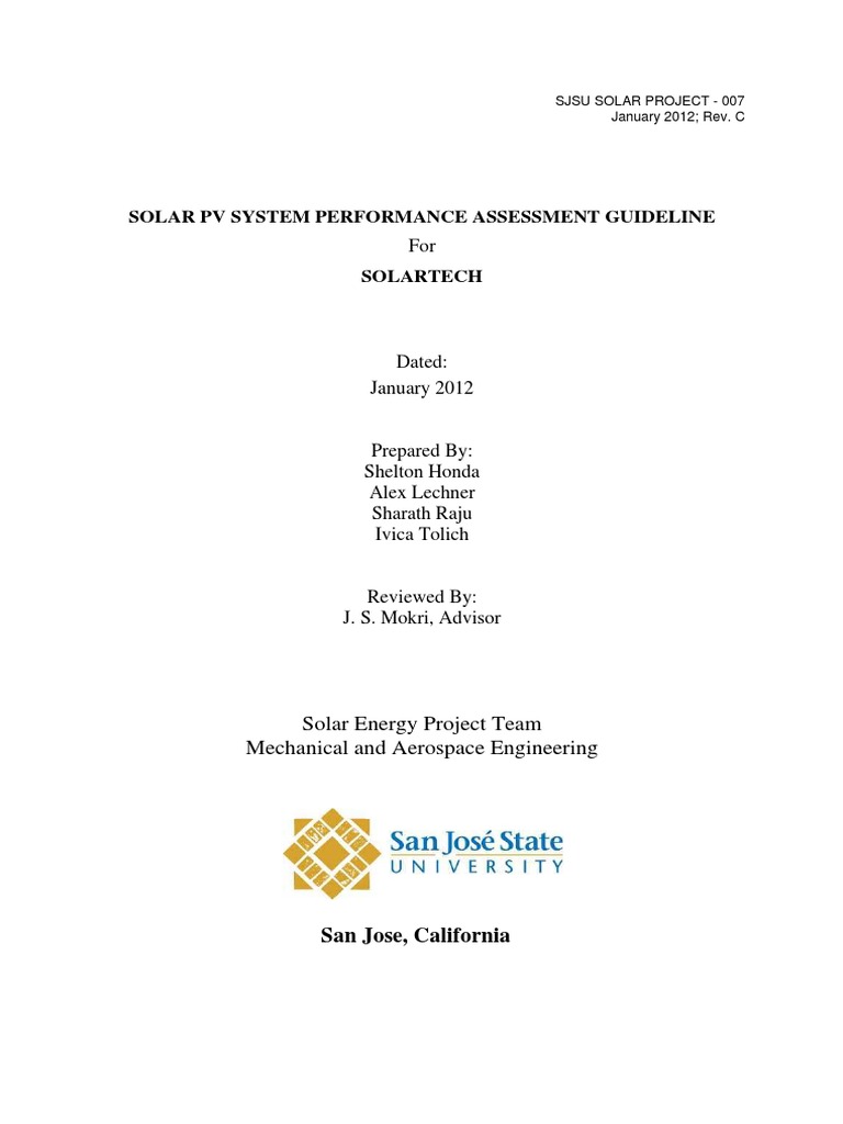PV Perf Assessment Report Draft Rev C | PDF | Seasonality | Photovoltaics