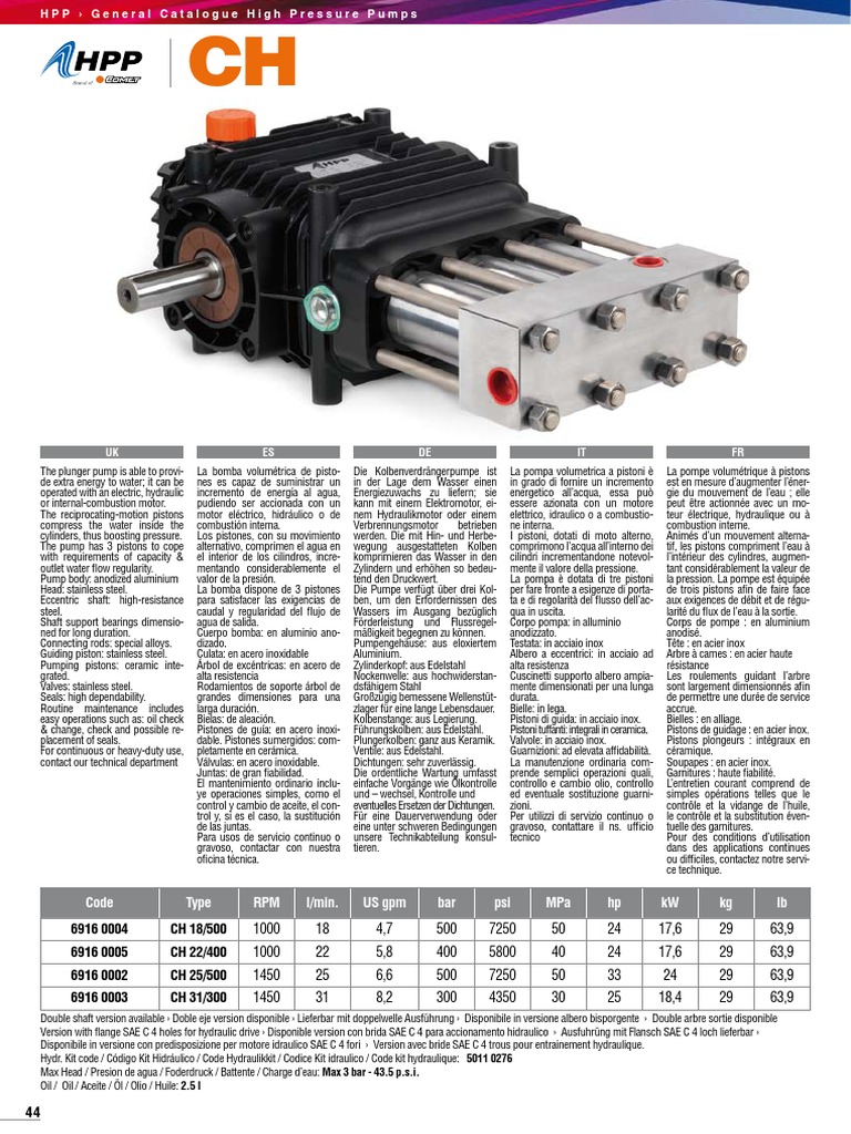 Bomba Triplex Comet | PDF | Máquinas rotativas | Motor de combustión ...