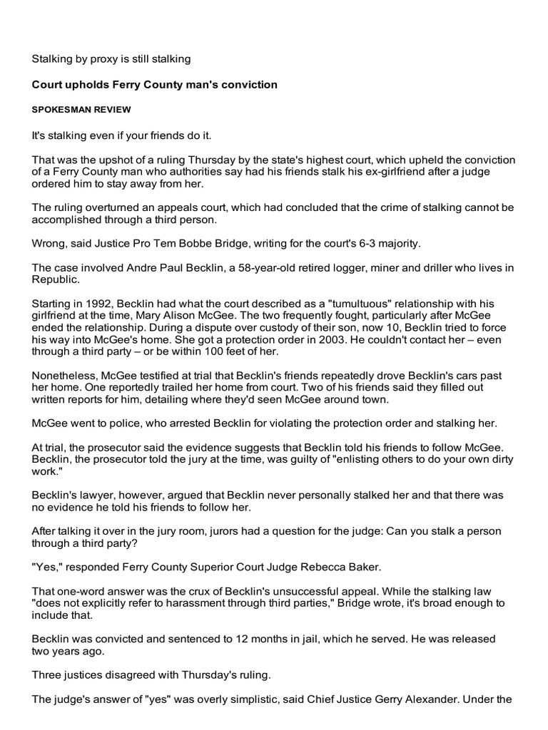 Stalking by Proxy Is Still Stalking Download Free PDF Restraining