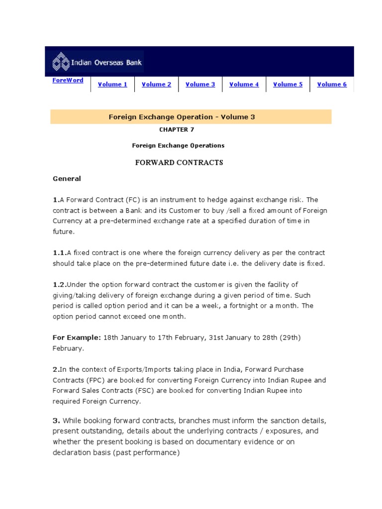 Forward Contracts Foreign Exchange Market Hedge (Finance)