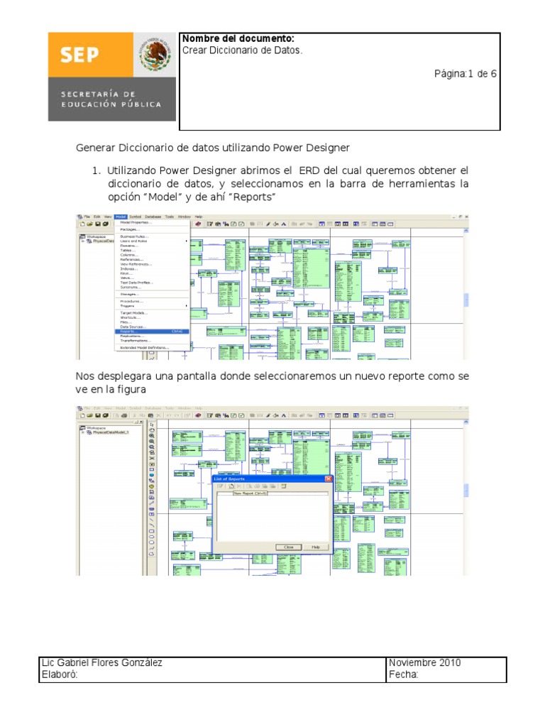 Generar Diccionario de Datos Utilizando Power Designer | PDF | Software ...