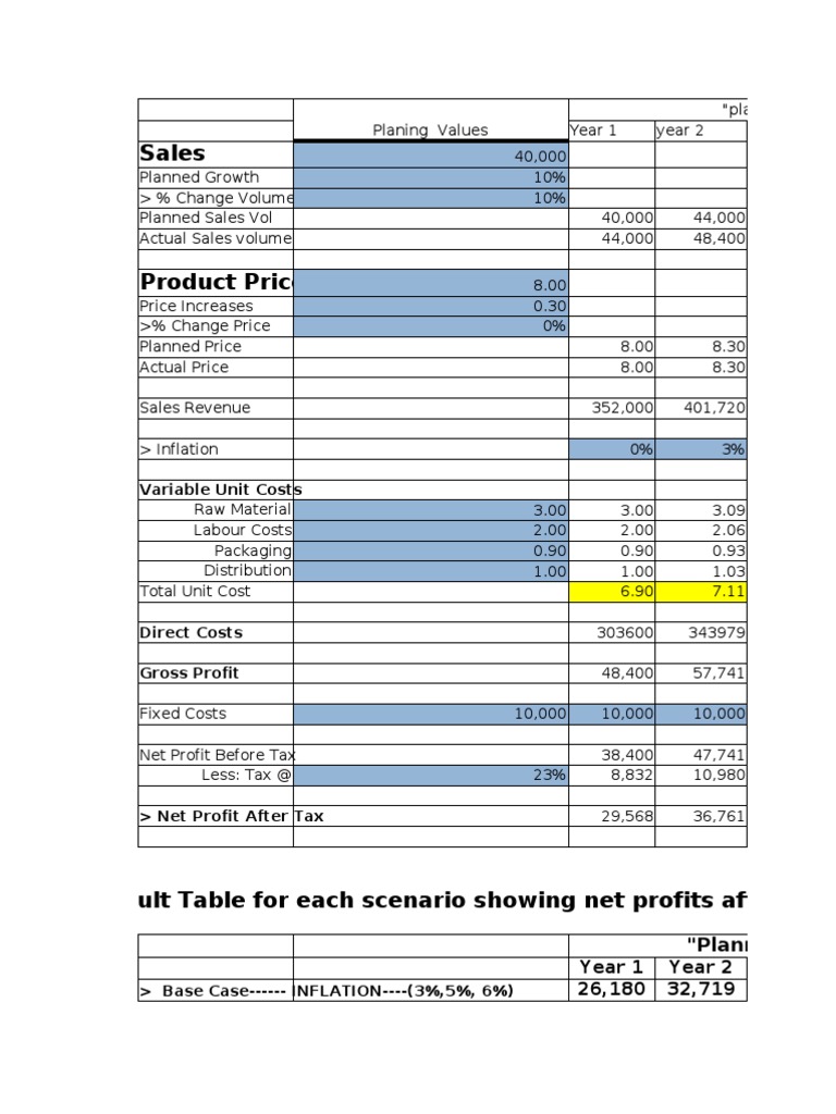 Sales and Profit Planning Analysis | PDF | Prices | Inflation