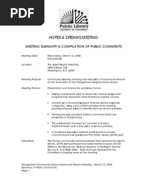 George Town Hopes and Dreams Meeting Summary 3-12-08