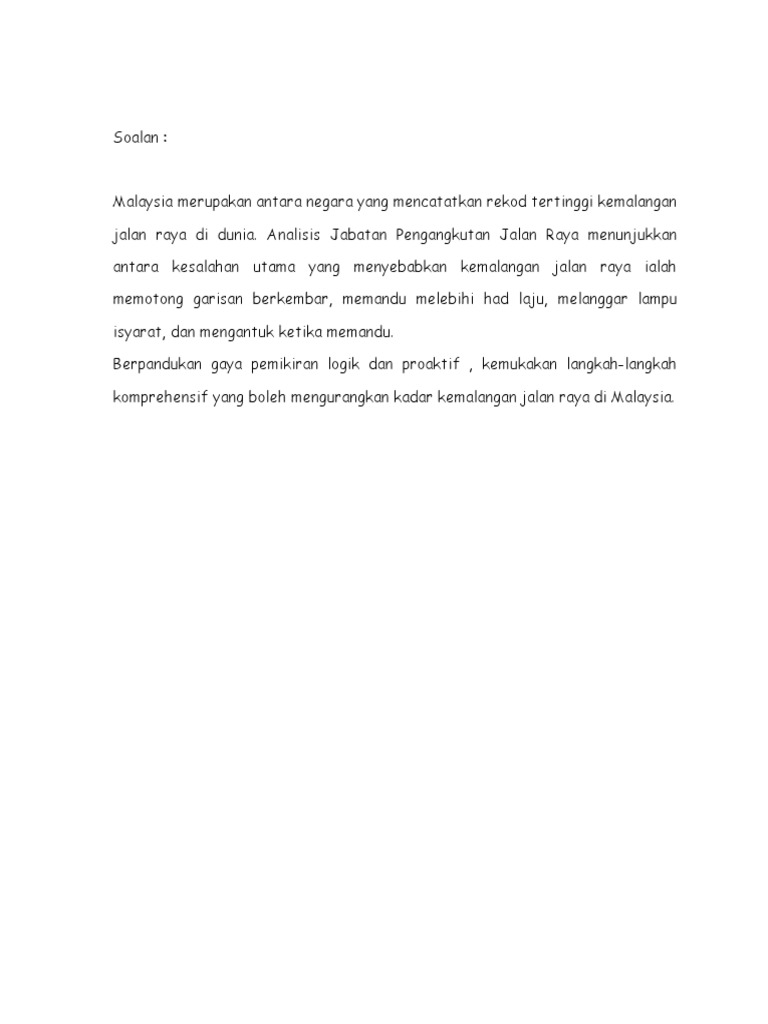 Teknik Berfikir Isu Kemalangan Jalan Raya Pdf